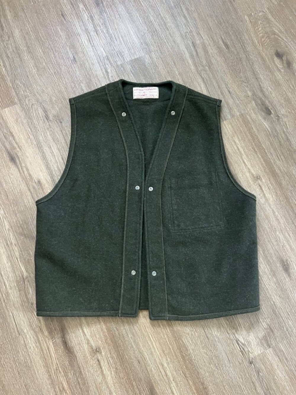 Filson Vest Liner Snap In Green Wool Size Medium - Large